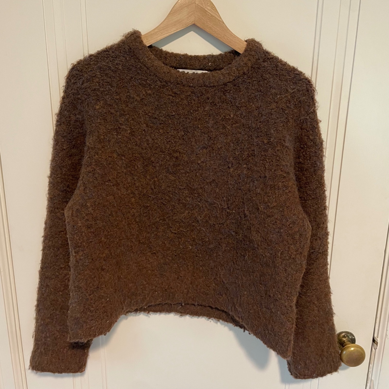 Le Bon Shoppe Envie Sweater Xs/S Brown Boucle Knit Crew Neck Pullover — image 3 of 6